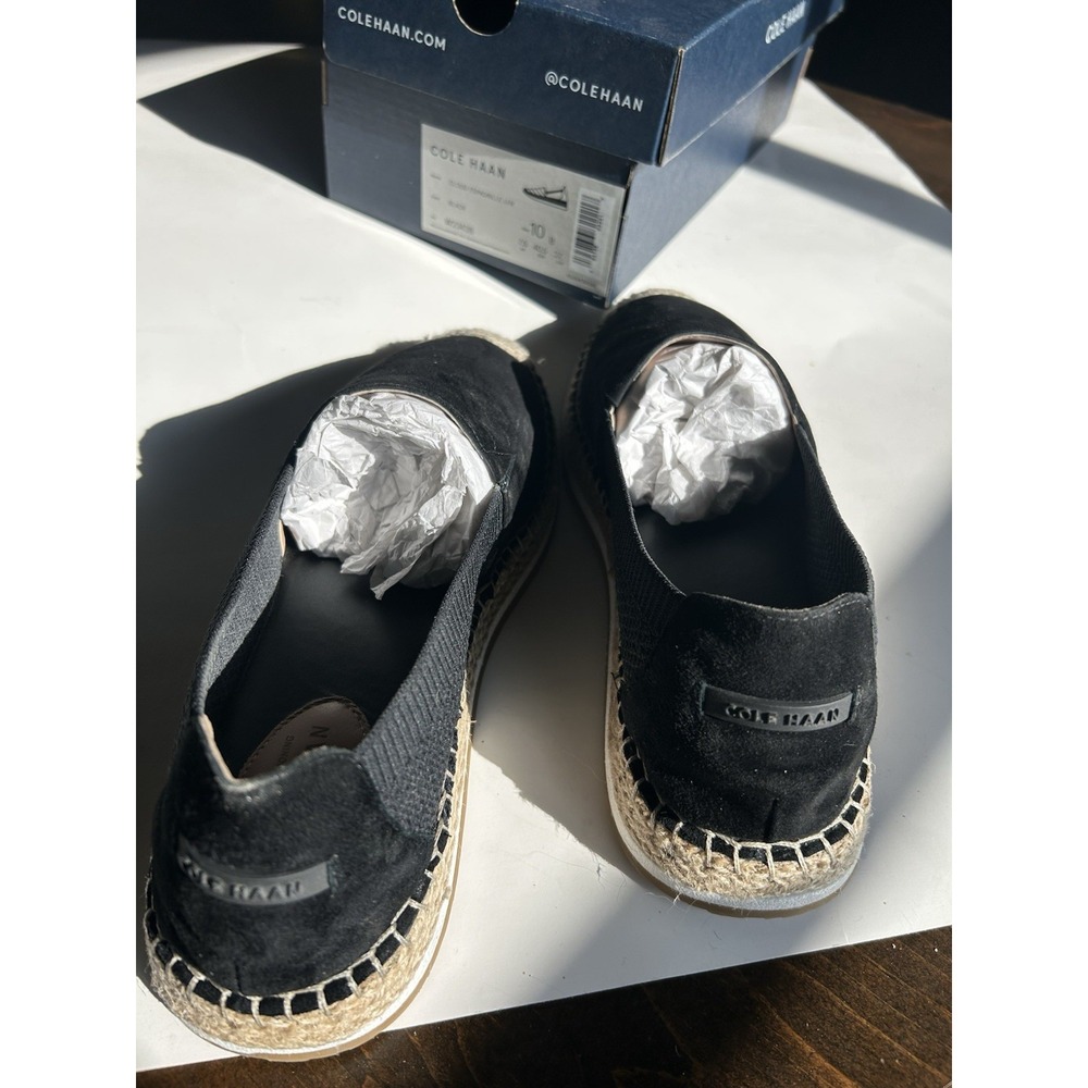 Cole Haan Black Cloudfeel Espadrille Loafer Suede Shoe Women Size 10B EUC In Box - Picture 9 of 11